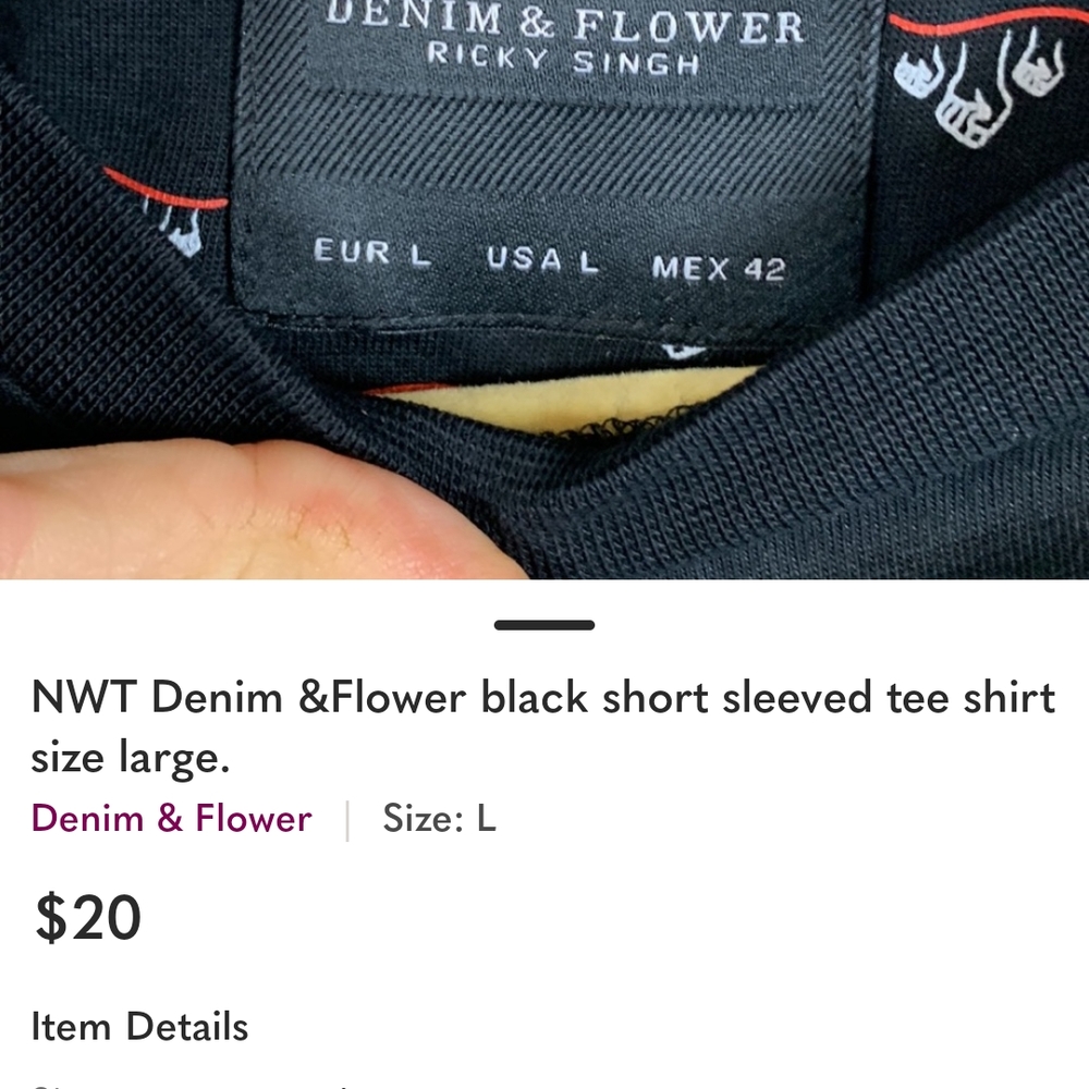 Denim & Flower Black Short Sleeve Tee